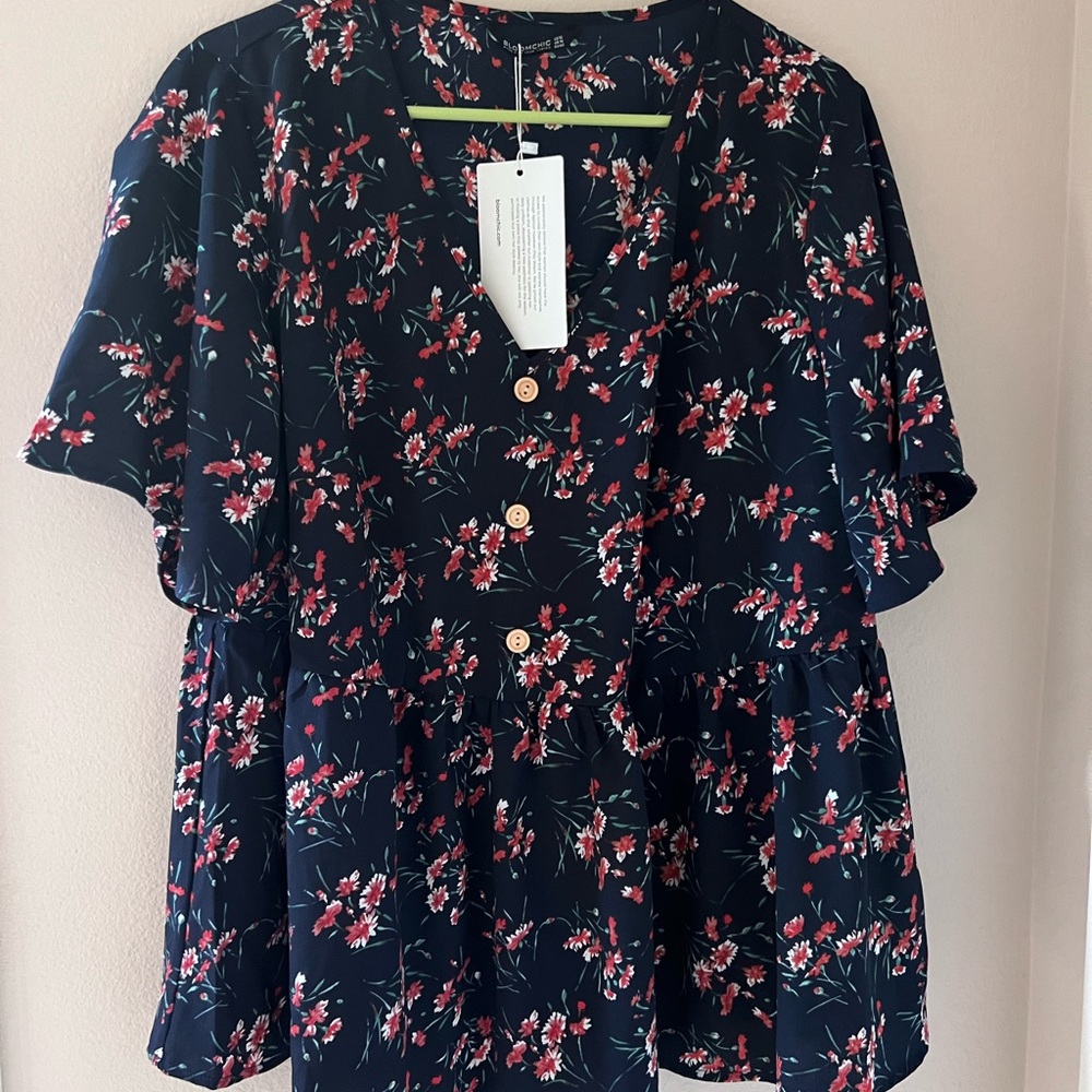 Brand new Bloom Chic navy floral blouse